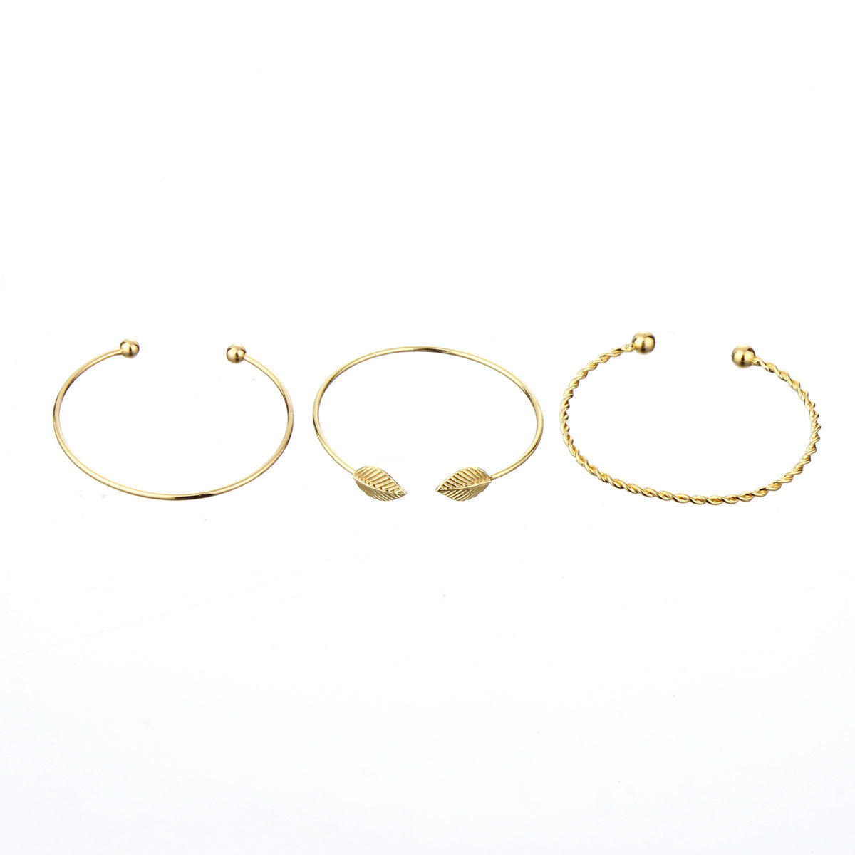 Trio of Bracelets leaf ball alloy bracelet / bracelet three-piece suit set men and women