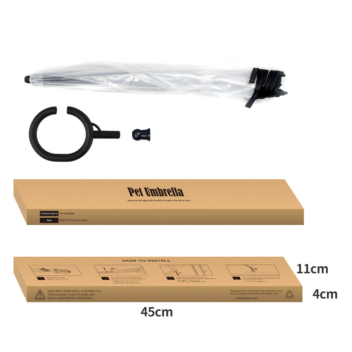 Transparent Pet Umbrella Dog C-shaped Umbrella Pet Products Factory Direct Sales Adjustable Rainy Day Dog Walking Leash