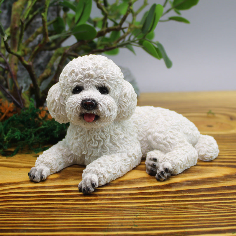 Cute realistic Teddy dog car figurine, home desktop VIP gift decoration, car interior decoration.