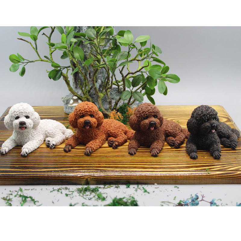 Cute realistic Teddy dog car figurine, home desktop VIP gift decoration, car interior decoration.