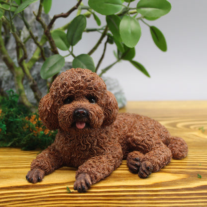 Cute realistic Teddy dog car figurine, home desktop VIP gift decoration, car interior decoration.