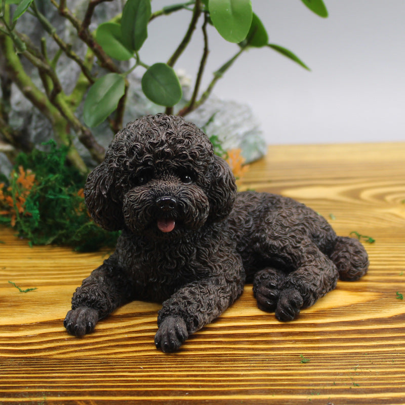 Cute realistic Teddy dog car figurine, home desktop VIP gift decoration, car interior decoration.