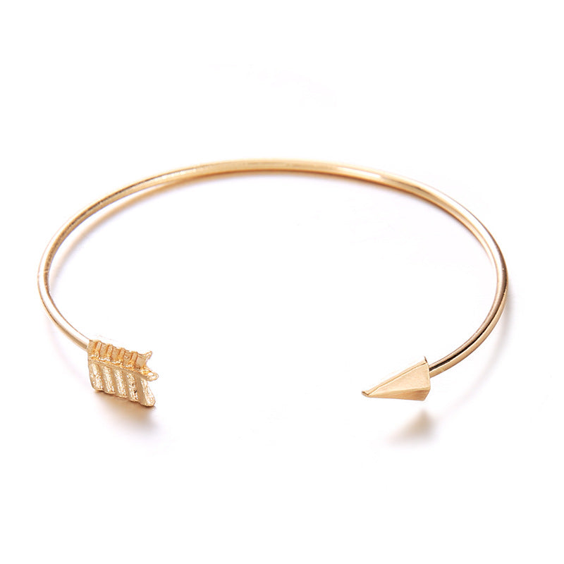 Japanese and Korean fashion new women's arrow knotted open bracelet set big street shooting Europe and the United States wholesale