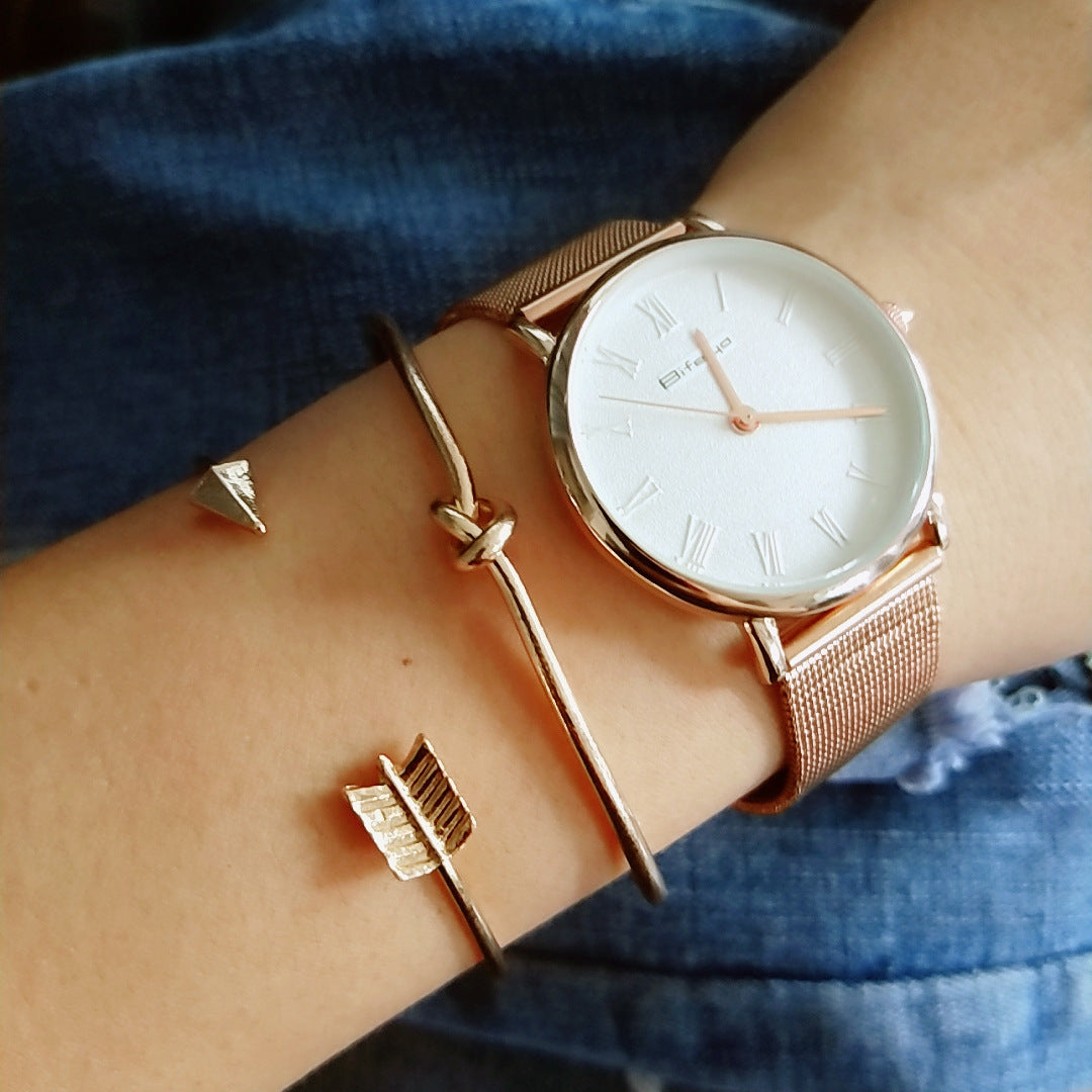 Japanese and Korean fashion new women's arrow knotted open bracelet set big street shooting Europe and the United States wholesale