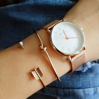 Japanese and Korean fashion new women's arrow knotted open bracelet set big street shooting Europe and the United States wholesale