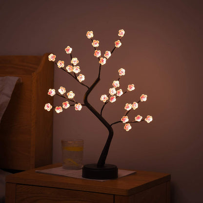 Desktop bonsai lamp shape table lamp LED desktop night light iron tree silver branch pearl gold leaf star Christmas tree