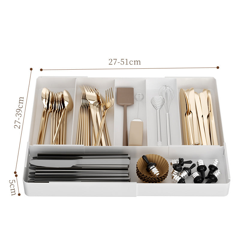 Kitchen storage cabinet, household cabinet with built-in compartments for cutlery, cutlery, and kitchen drawers.