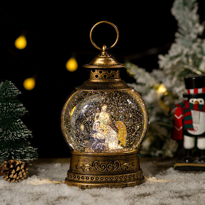 Christmas decorations, lanterns, music boxes, rotating crystal balls, old man Christmas tree lights, ornaments, Christmas gifts.