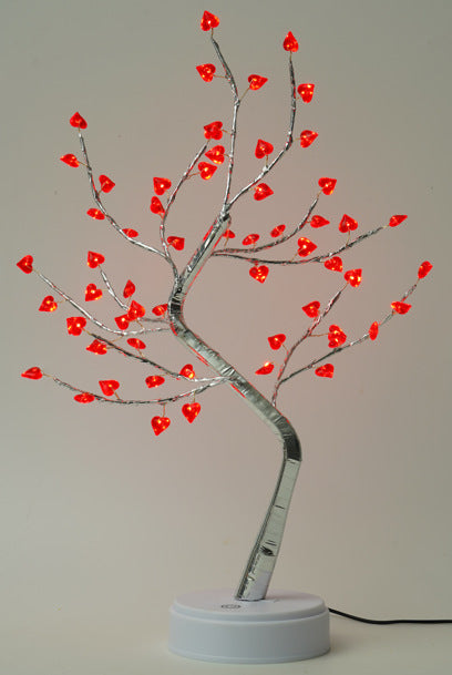 Desktop bonsai lamp shape table lamp LED desktop night light iron tree silver branch pearl gold leaf star Christmas tree