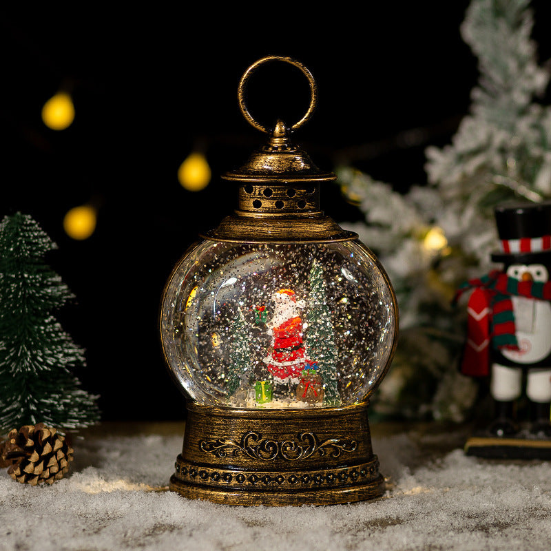 Christmas decorations, lanterns, music boxes, rotating crystal balls, old man Christmas tree lights, ornaments, Christmas gifts.