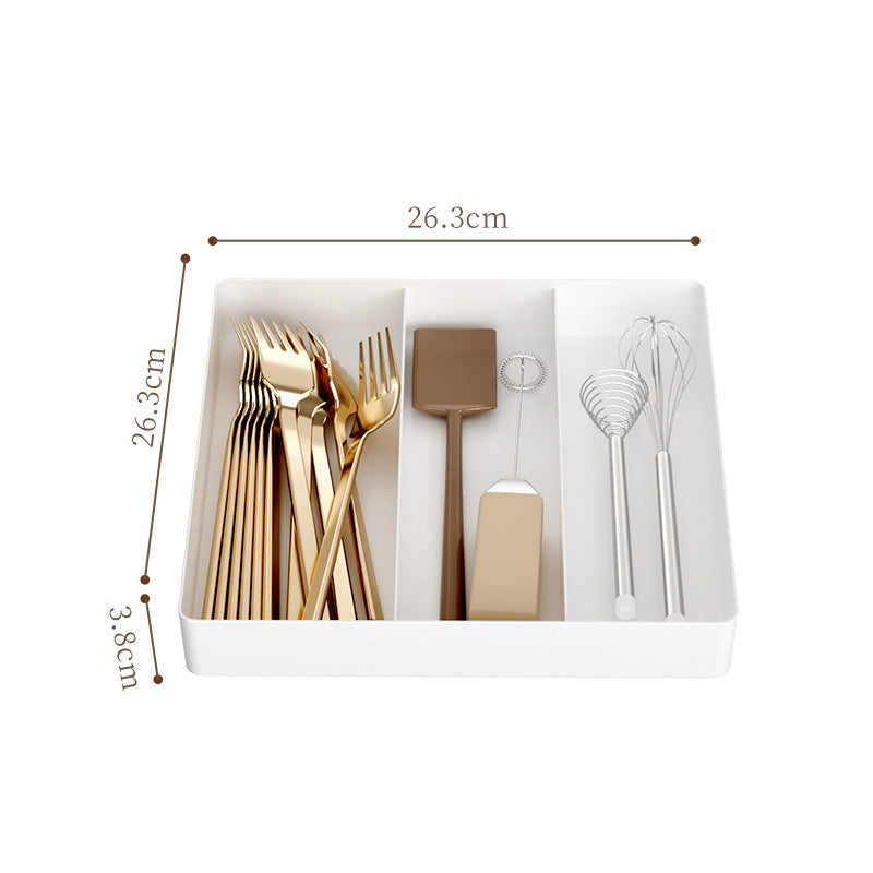 Kitchen storage cabinet, household cabinet with built-in compartments for cutlery, cutlery, and kitchen drawers.
