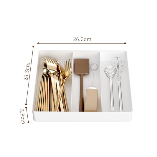 Kitchen storage cabinet, household cabinet with built-in compartments for cutlery, cutlery, and kitchen drawers.