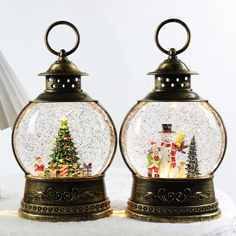 Christmas decorations, lanterns, music boxes, rotating crystal balls, old man Christmas tree lights, ornaments, Christmas gifts.