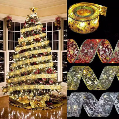 String lights, Christmas tree decorations, ribbon lights, gift box decorations, cross-border Christmas ribbon LED lights