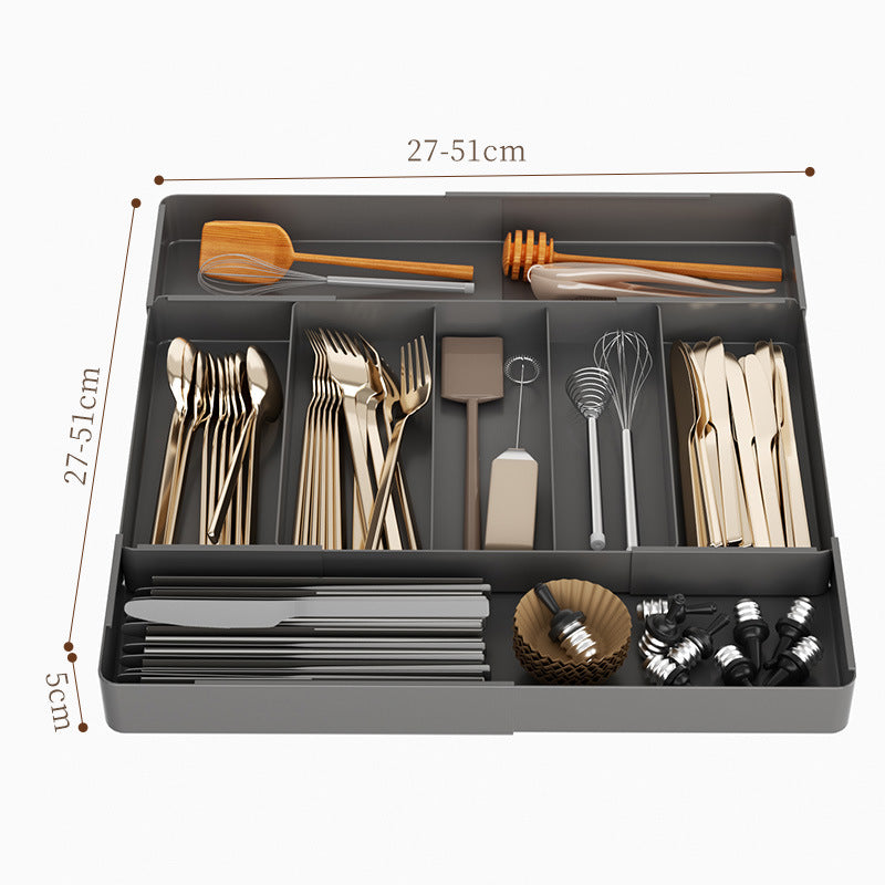 Kitchen storage cabinet, household cabinet with built-in compartments for cutlery, cutlery, and kitchen drawers.