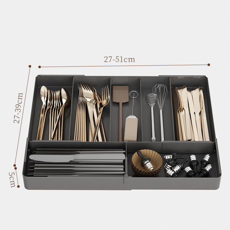 Kitchen storage cabinet, household cabinet with built-in compartments for cutlery, cutlery, and kitchen drawers.