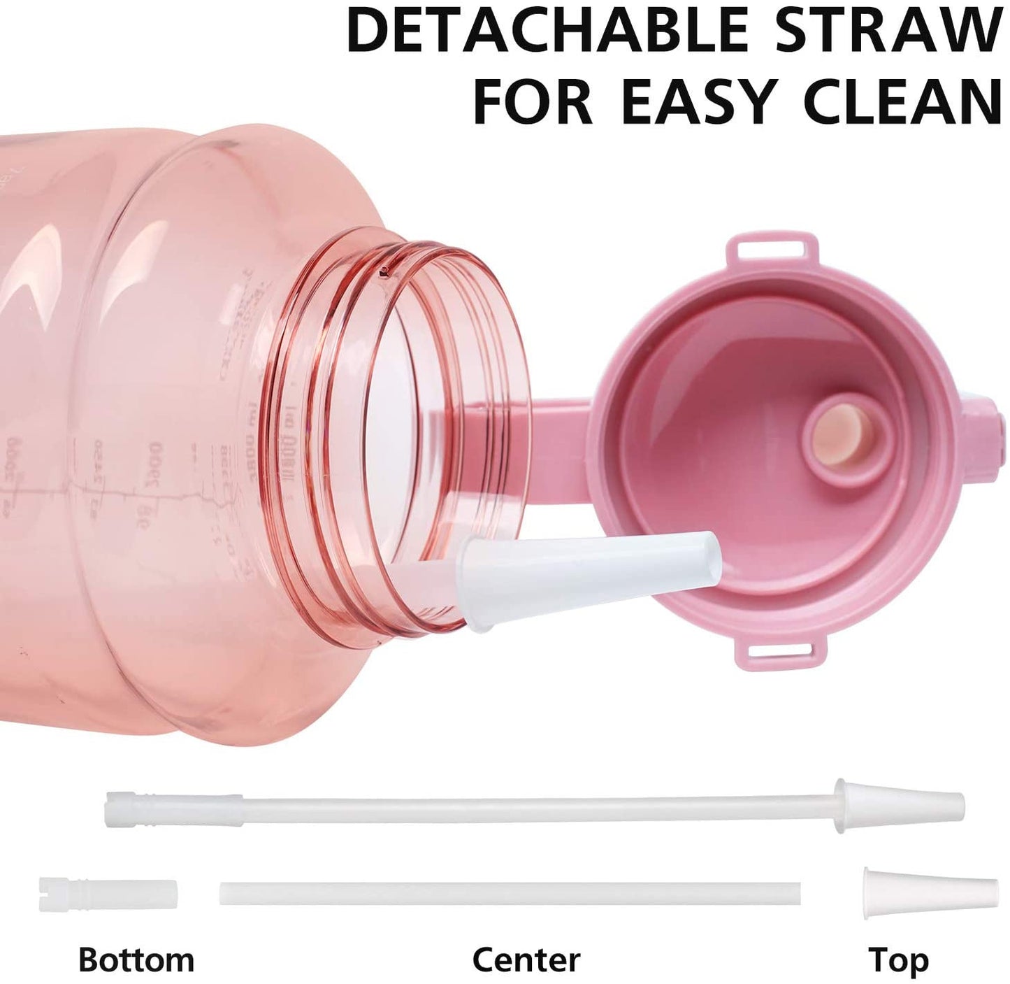 2.2L water bottle inspirational gradient water bottle with handle and straw Fitness sports bottle