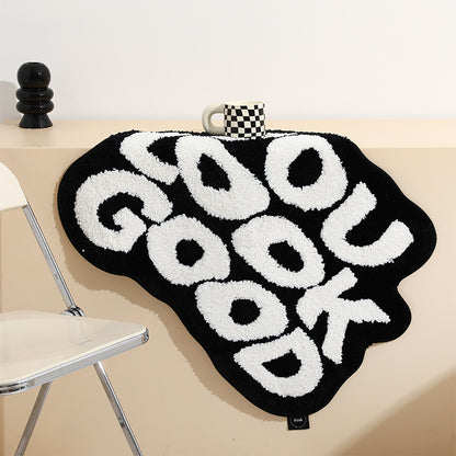 New cross-border simple home carpet water-absorbing non-slip letter flocking floor mat bedside blanket bedroom green foot mat