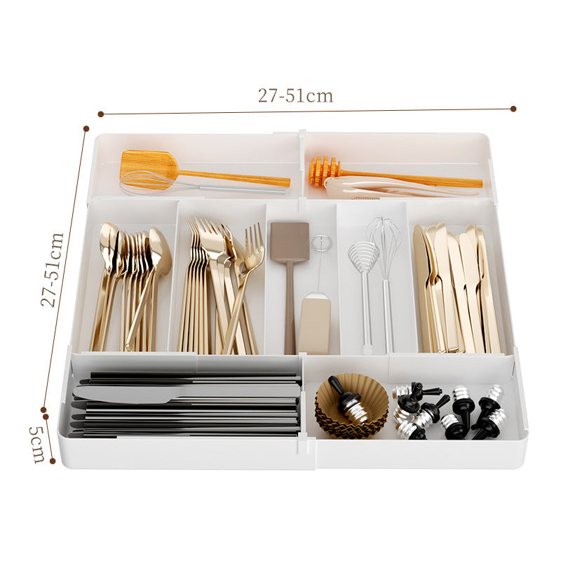 Kitchen storage cabinet, household cabinet with built-in compartments for cutlery, cutlery, and kitchen drawers.