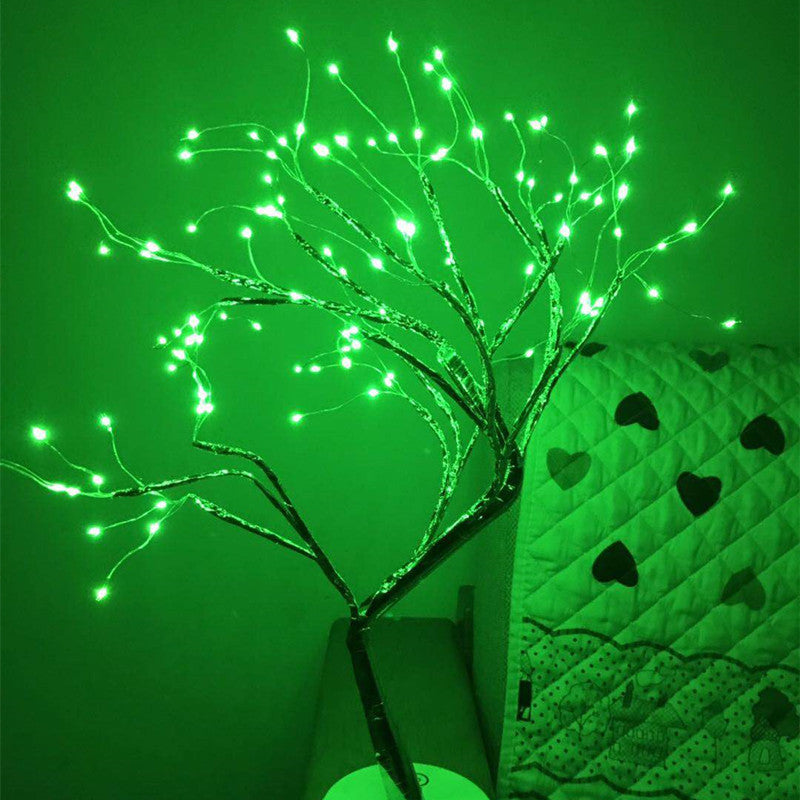 Desktop bonsai lamp shape table lamp LED desktop night light iron tree silver branch pearl gold leaf star Christmas tree