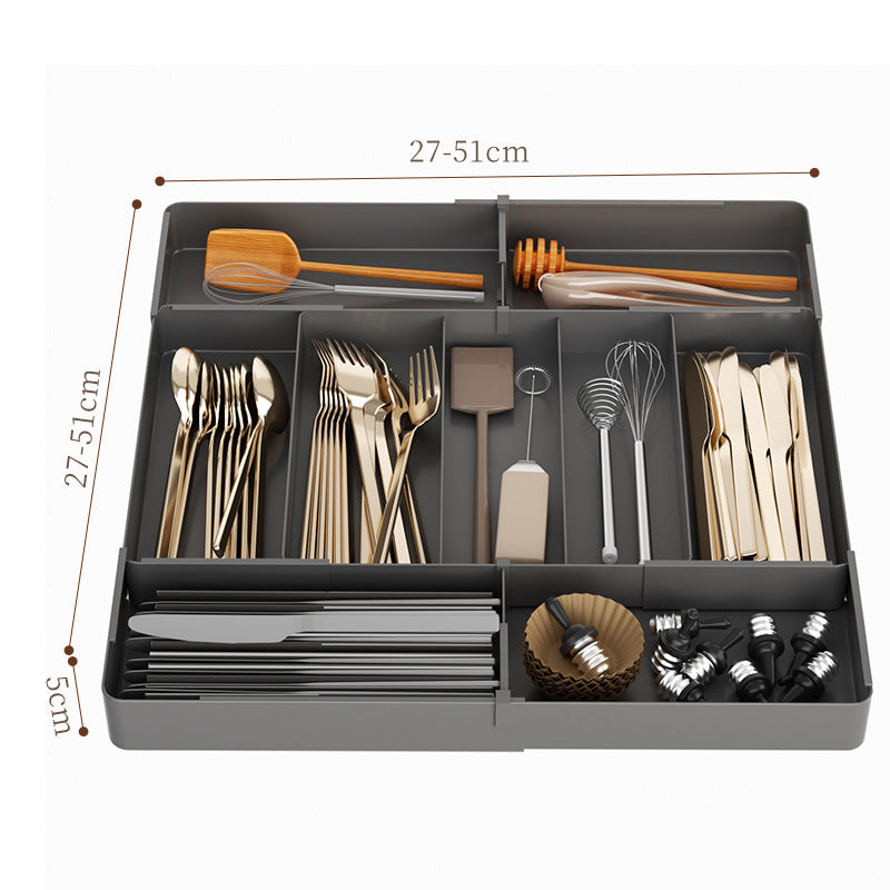 Kitchen storage cabinet, household cabinet with built-in compartments for cutlery, cutlery, and kitchen drawers.