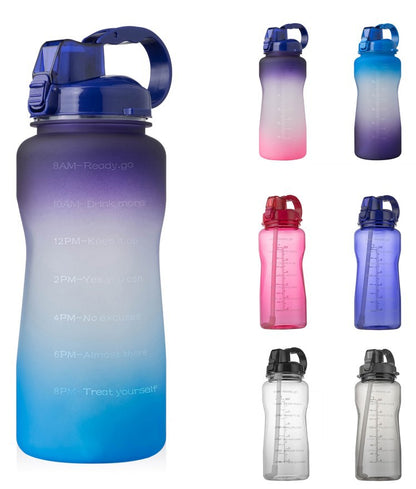 2.2L water bottle inspirational gradient water bottle with handle and straw Fitness sports bottle