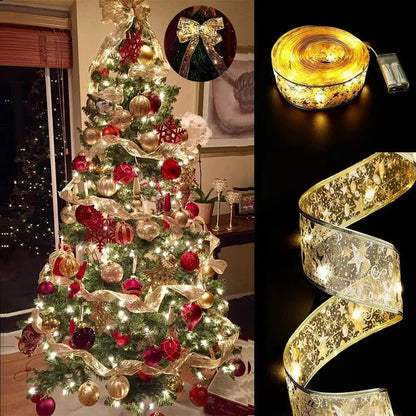 String lights, Christmas tree decorations, ribbon lights, gift box decorations, cross-border Christmas ribbon LED lights