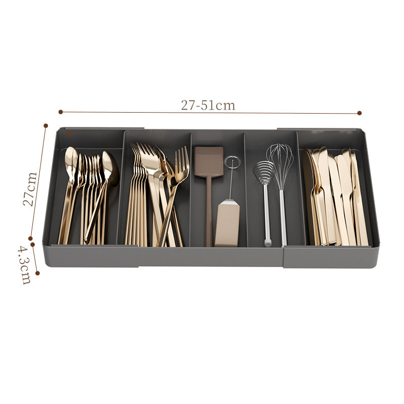 Kitchen storage cabinet, household cabinet with built-in compartments for cutlery, cutlery, and kitchen drawers.