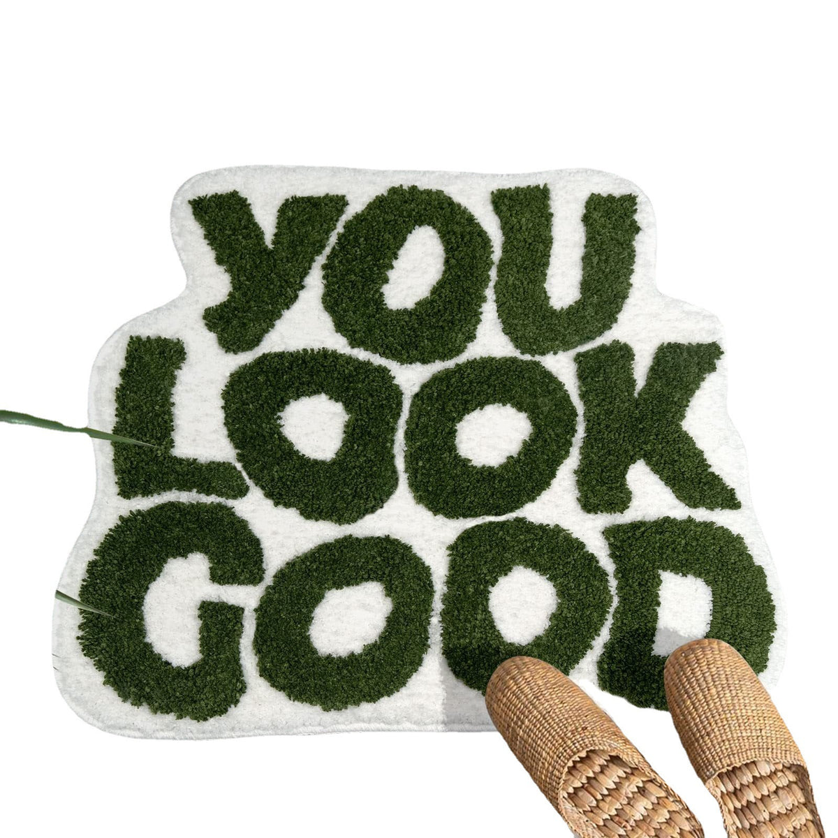 New cross-border simple home carpet water-absorbing non-slip letter flocking floor mat bedside blanket bedroom green foot mat