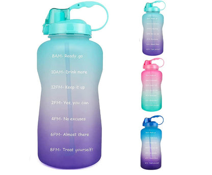 2.2L water bottle inspirational gradient water bottle with handle and straw Fitness sports bottle