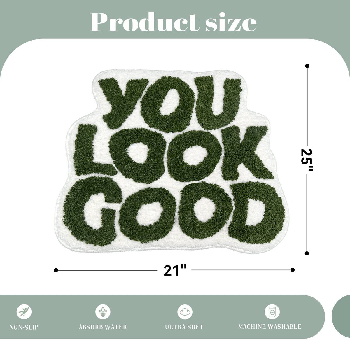 New cross-border simple home carpet water-absorbing non-slip letter flocking floor mat bedside blanket bedroom green foot mat