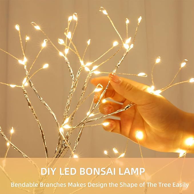 Desktop bonsai lamp shape table lamp LED desktop night light iron tree silver branch pearl gold leaf star Christmas tree